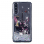 Plastový kryt s plávajúcimi flitrami Eiffelovka pre Huawei P20 Pro - strieborný