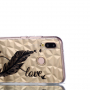 Kryt s diamantovou 3D textúrou Pierko a nápis pre Huawei P20 Lite - transparentný