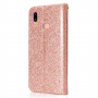 Trblietkové flipové puzdro pre Huawei P20 Lite - ružovo-zlaté