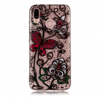 Plastový kryt motýľ s čipkou pre Huawei P20 Lite - transparentný