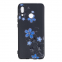 Plastový kryt modré kvetiny pre Huawei Nova 3i - čierny
