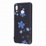 Plastový kryt modré kvetiny pre Huawei Nova 3i - čierny