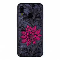 Plastový kryt veľká kvetina s čipkou pre Huawei P20 Lite - čierny