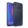 Plastový kryt s textúrou karbónu pre Huawei Nova 3i - tmavomodrý
