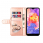 Peňaženkové trblietavé puzdro pre Huawei P20 Pro - ružovo-zlaté
