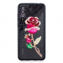 Plastový embosovaný kryt ruže pre Huawei P20 Pro - čierny