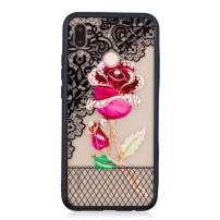 Plastový embosovaný kryt ruže pre Huawei P20 Lite - transparentný