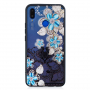 Plastový embosovaný kryt modré kvetiny pre Huawei Nova 3i - transparentný