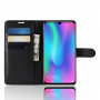 Flipové puzdro s textúrou kože pre Honor 10 Lite / Huawei P Smart (2019) - čierne