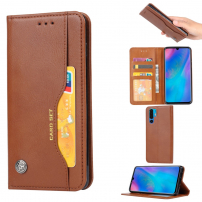 Kožené flipové puzdro pre Huawei P30 Pro - hnedé