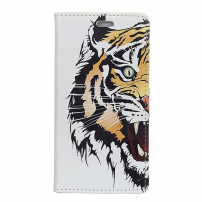 Flipové puzdro zúrivý tiger pre Huawei Y7 (2019) - biele