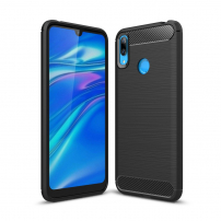 Plastový kryt s brúsenou textúrou pre Huawei Y7 (2019) - čierny