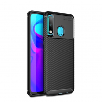 Plastový kryt s textúrou karbónu pre Huawei P30 Lite - čierny