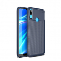 Plastový kryt s textúrou karbónu pre Huawei Y7 (2019) - tmavomodrý