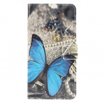 Flipové puzdro modrý motýľ pre Huawei P30 Lite - sivé