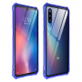 Kryt s kovovým rámčekom a tvrdeným sklom pre Xiaomi Mi 9 - modrý