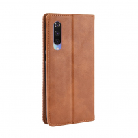 Flipové koženkové puzdro vintage pre Xiaomi Mi 9 - hnedé