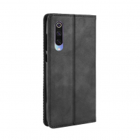 Flipové koženkové puzdro vintage pre Xiaomi Mi 9 - čierne