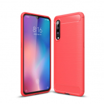 Plastový kryt s brúsenou textúrou pre Xiaomi Mi 9 - červený